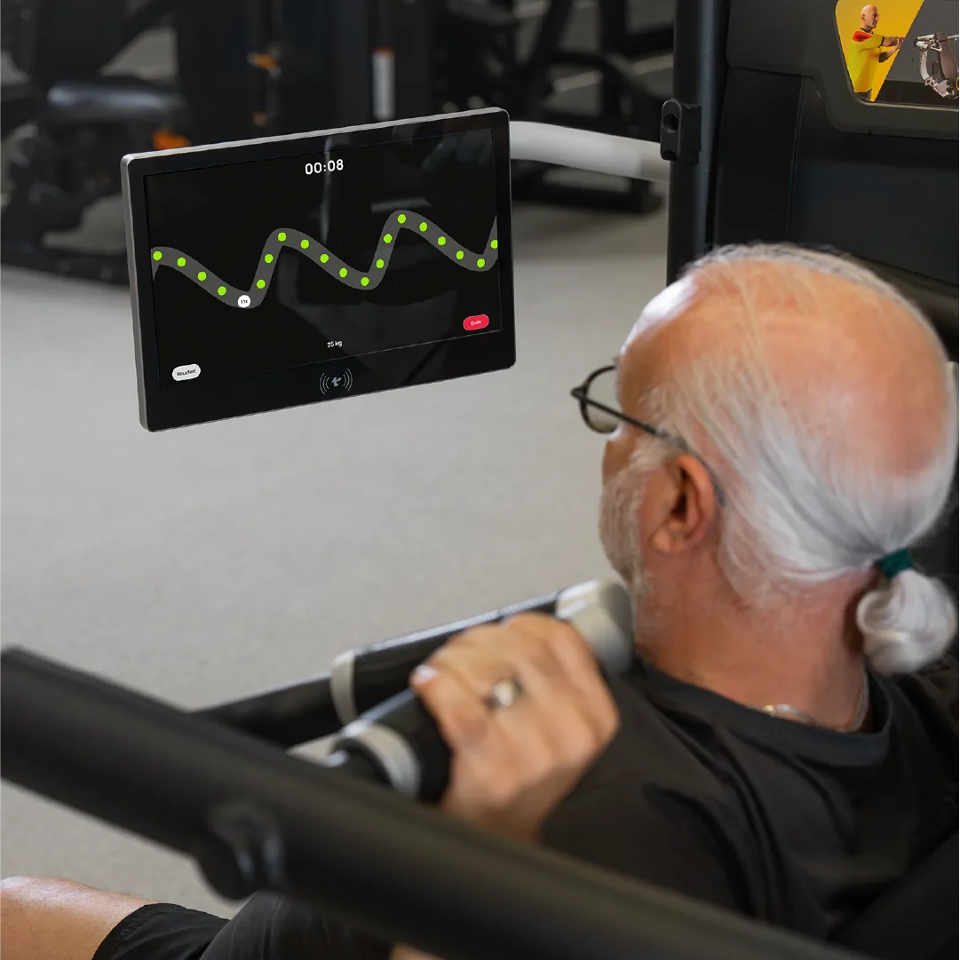 Nahaufnahme des Trackbar-Displays mit Live-Feedback am Kraftgerät
